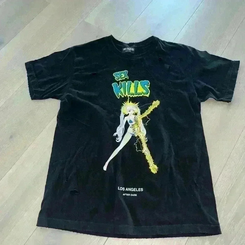 Los Angeles after dark sex kills grudge distressed t shirt unisex RARE Sz L